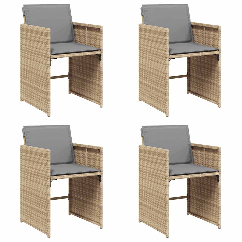 4 db vegyes bézs polyrattan kerti szék párnával