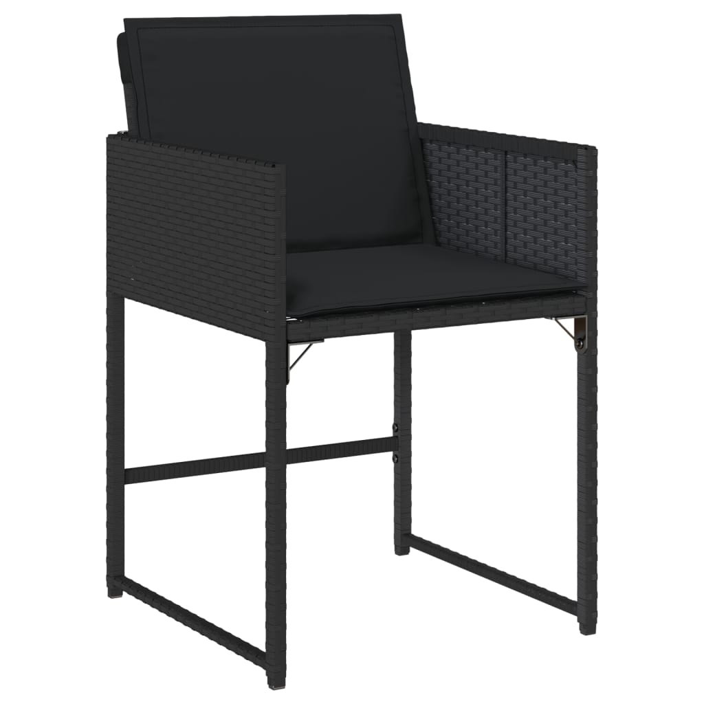 4 db fekete polyrattan kerti szék párnával