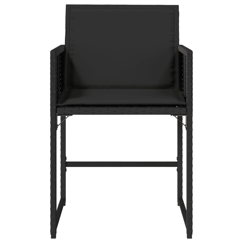 4 db fekete polyrattan kerti szék párnával