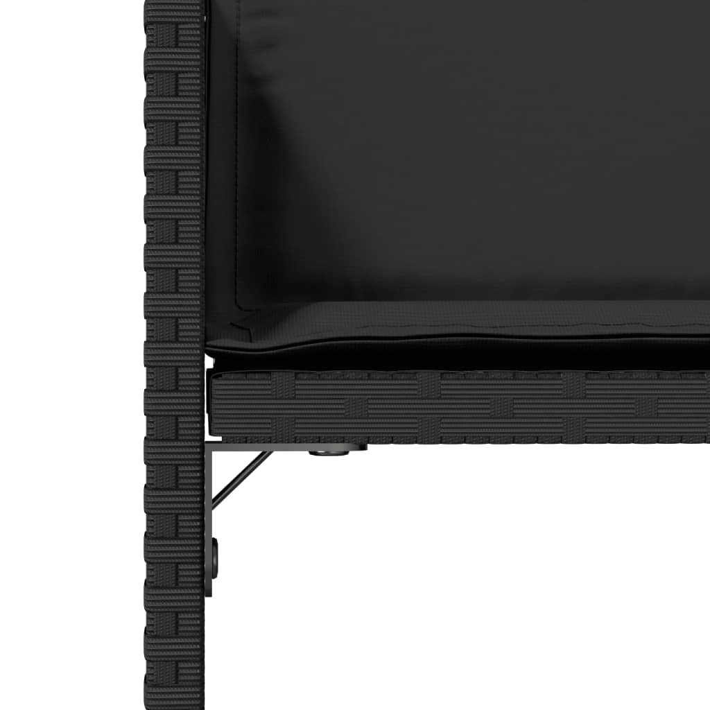 4 db fekete polyrattan kerti szék párnával