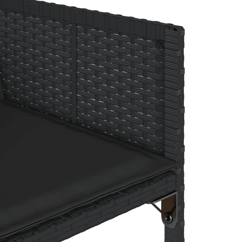 4 db fekete polyrattan kerti szék párnával