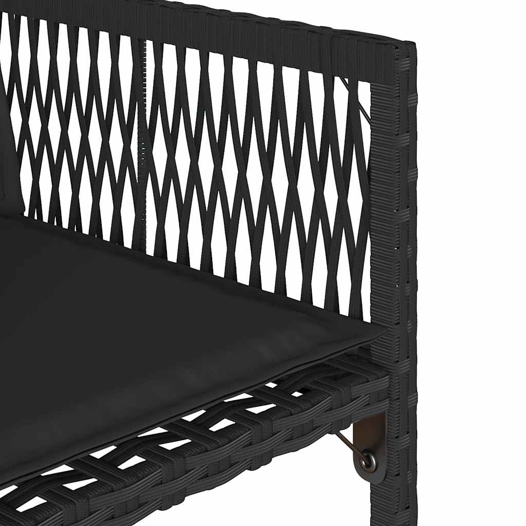 4 db fekete polyrattan kerti szék párnával
