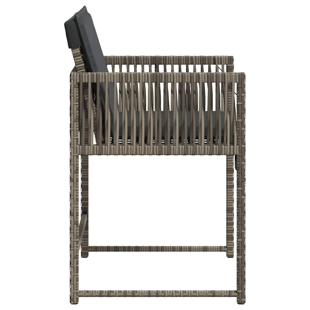 4 db szürke polyrattan kerti szék párnával