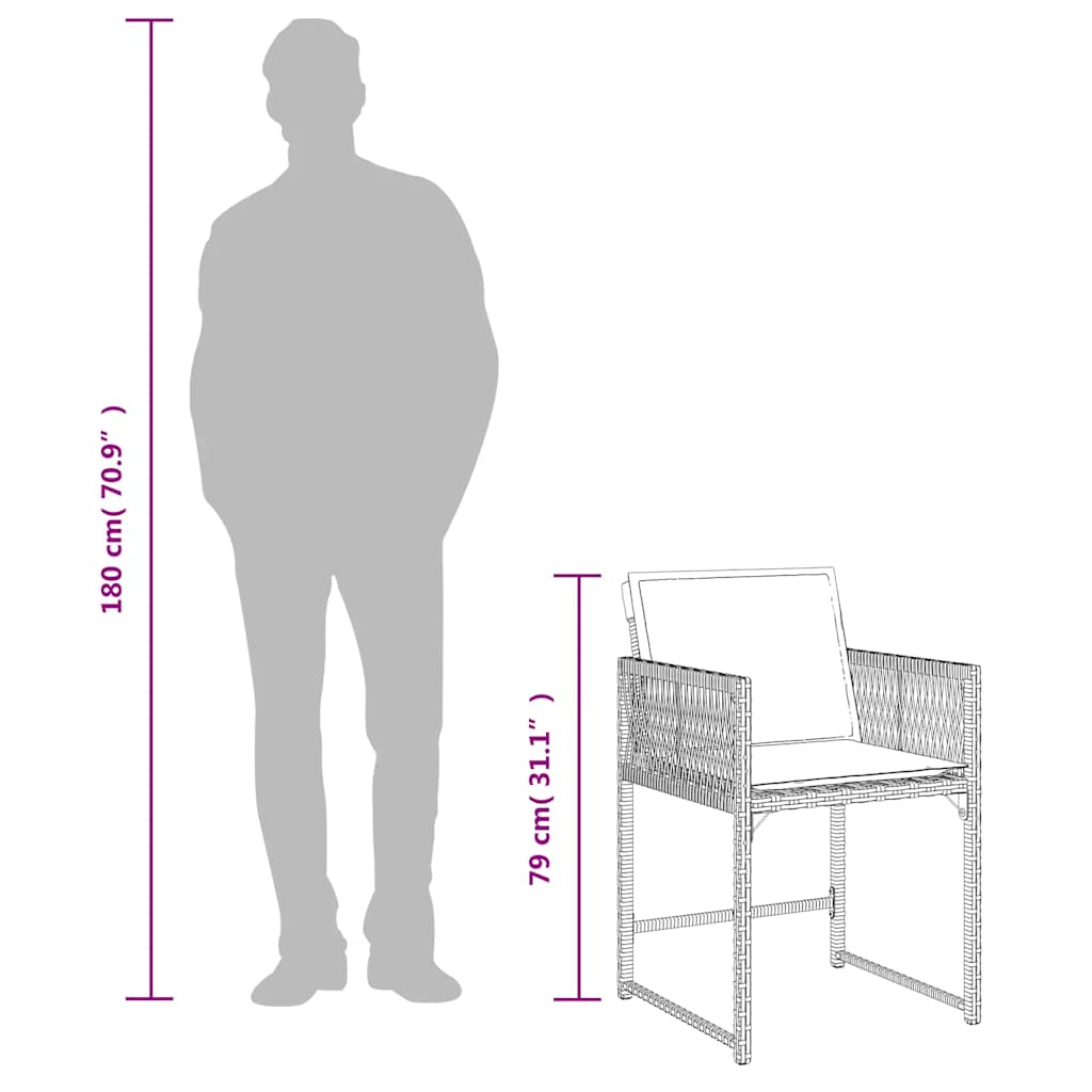 4 db barna polyrattan kerti szék párnával