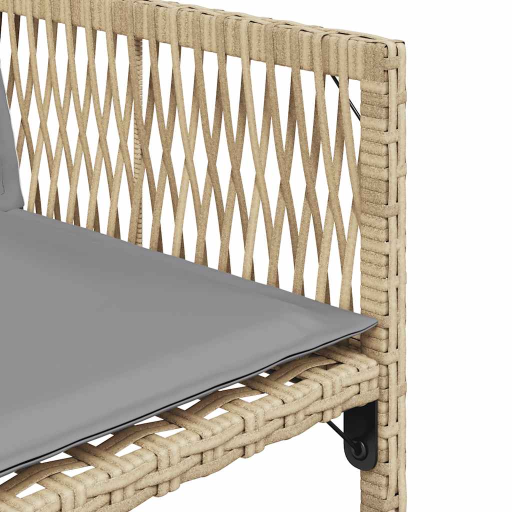 4 db vegyes bézs polyrattan kerti szék párnával