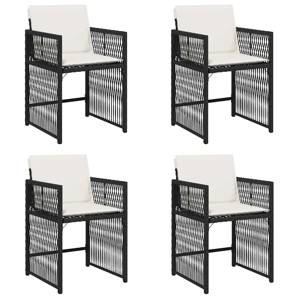 4 db fekete polyrattan kerti szék párnával