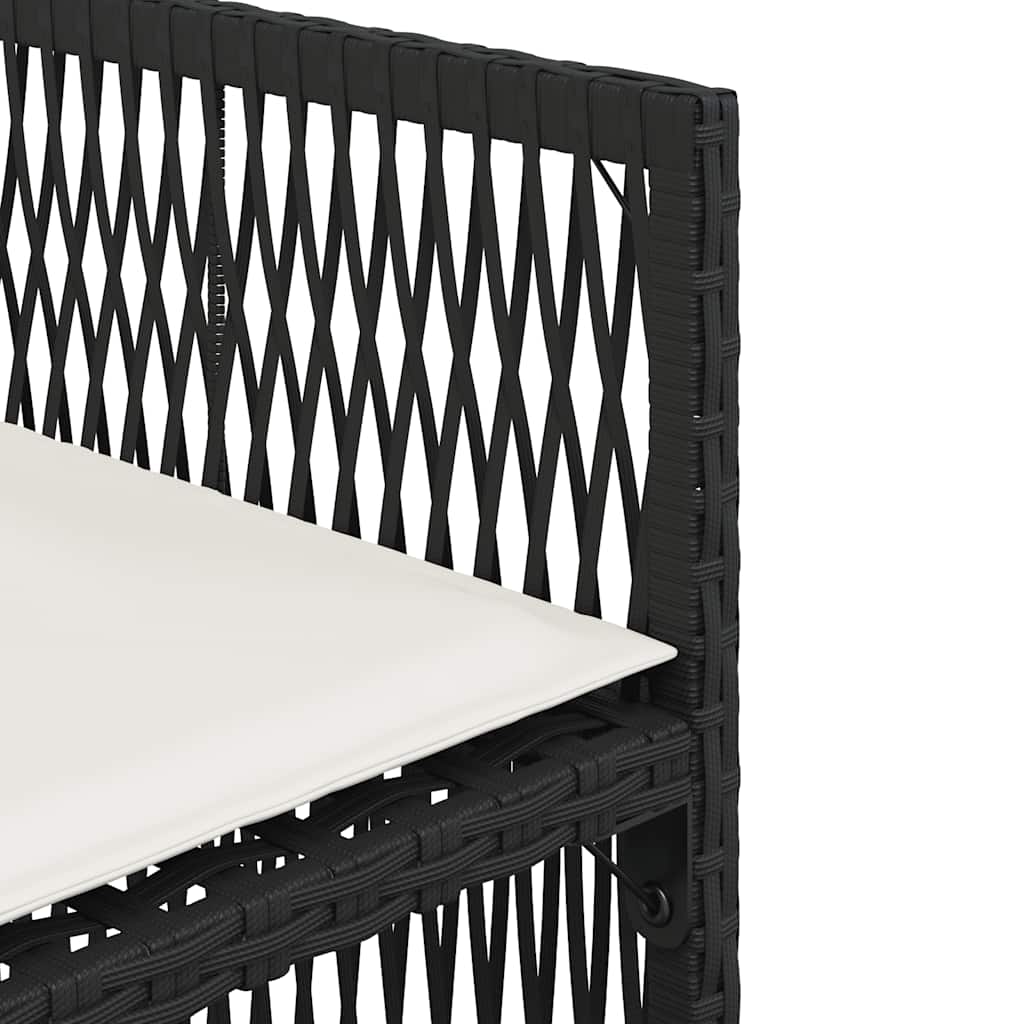 4 db fekete polyrattan kerti szék párnával
