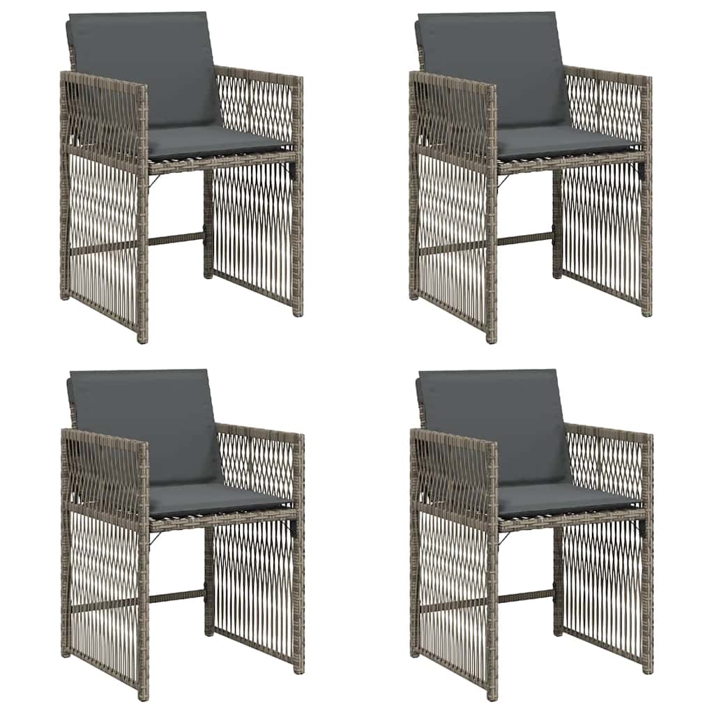 4 db szürke polyrattan kerti szék párnával