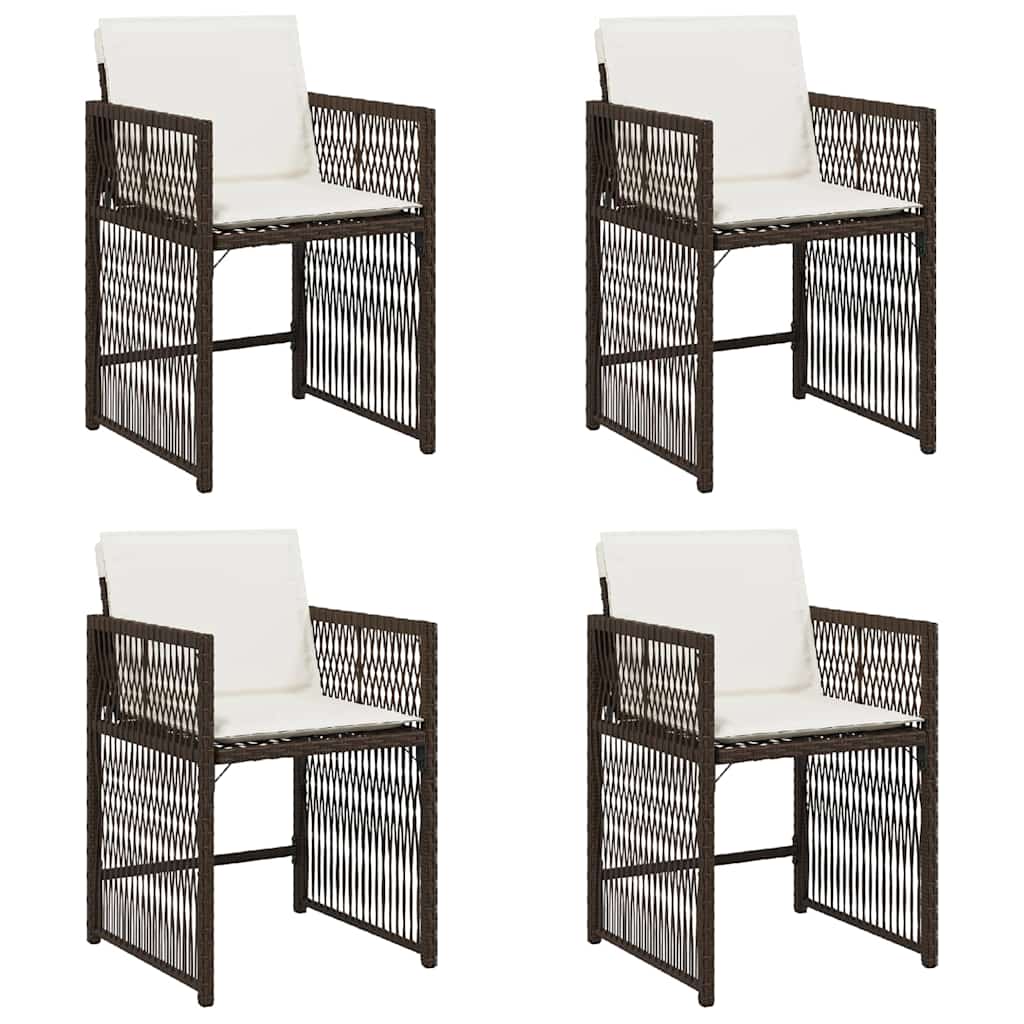 4 db barna polyrattan kerti szék párnával
