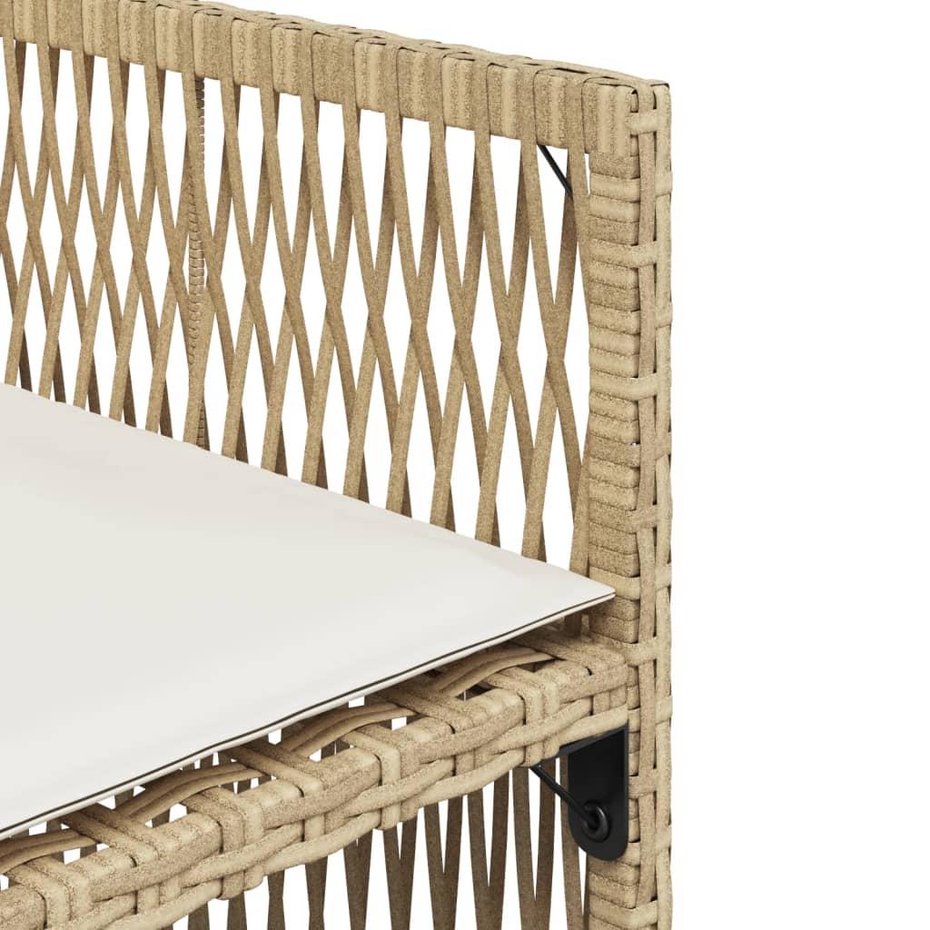 4 db bézs polyrattan kerti szék párnával