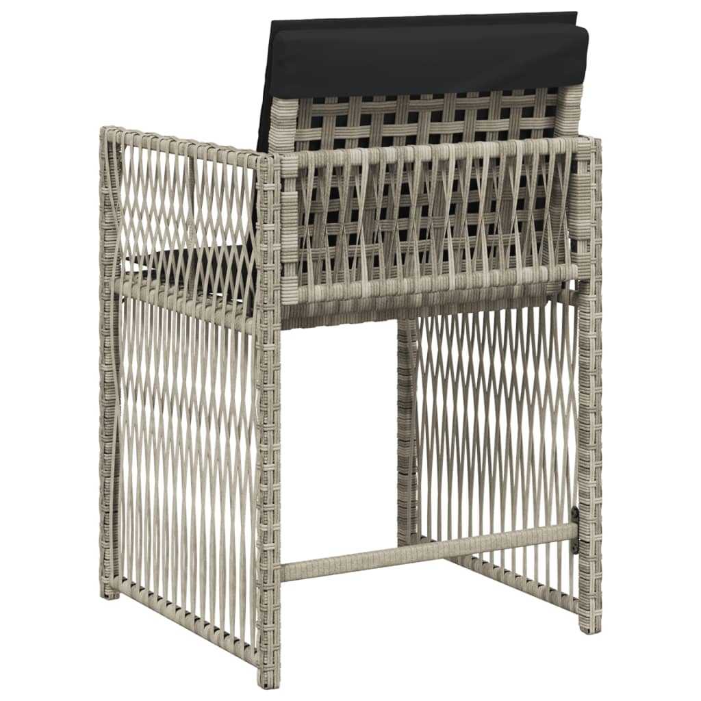 4 db világosszürke polyrattan kerti szék párnával
