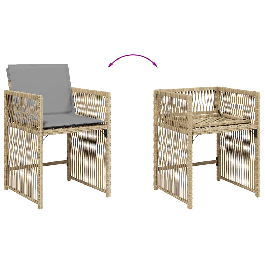 4 db vegyes bézs polyrattan kerti szék párnával