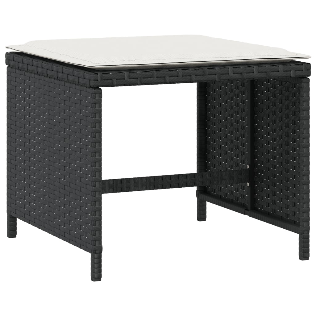 4 db fekete polyrattan kerti szék párnával 41 x 41 x 36 cm