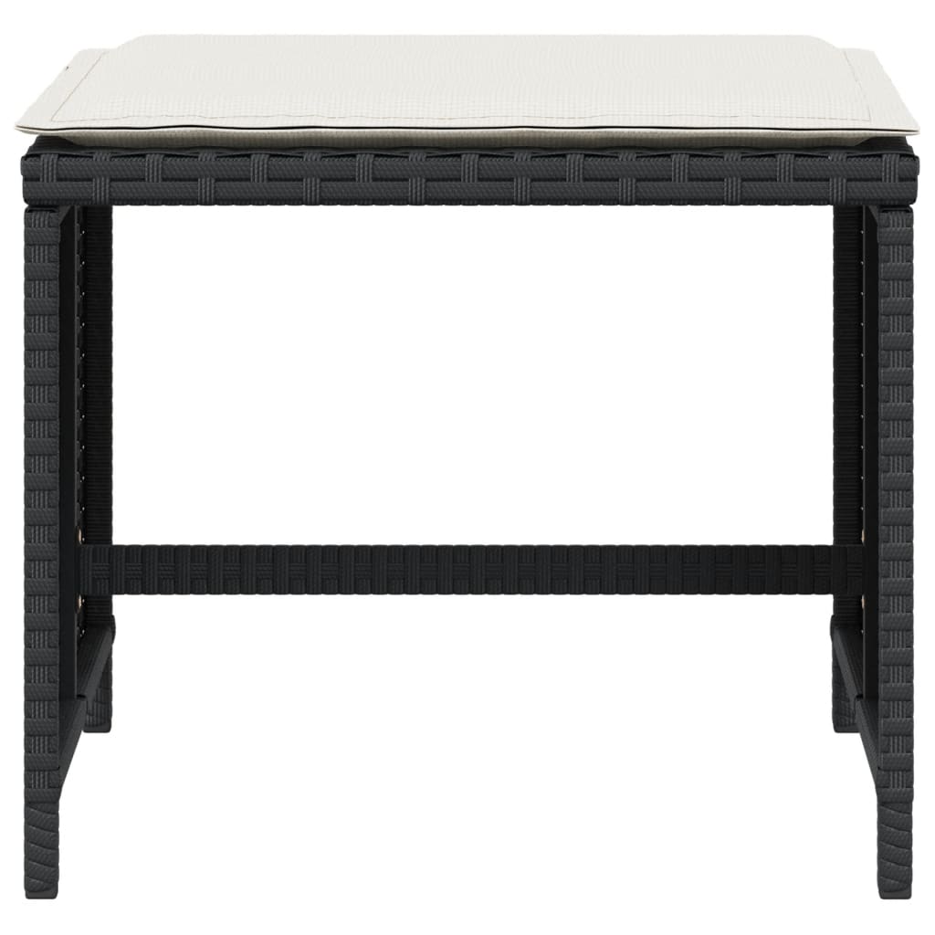 4 db fekete polyrattan kerti szék párnával 41 x 41 x 36 cm