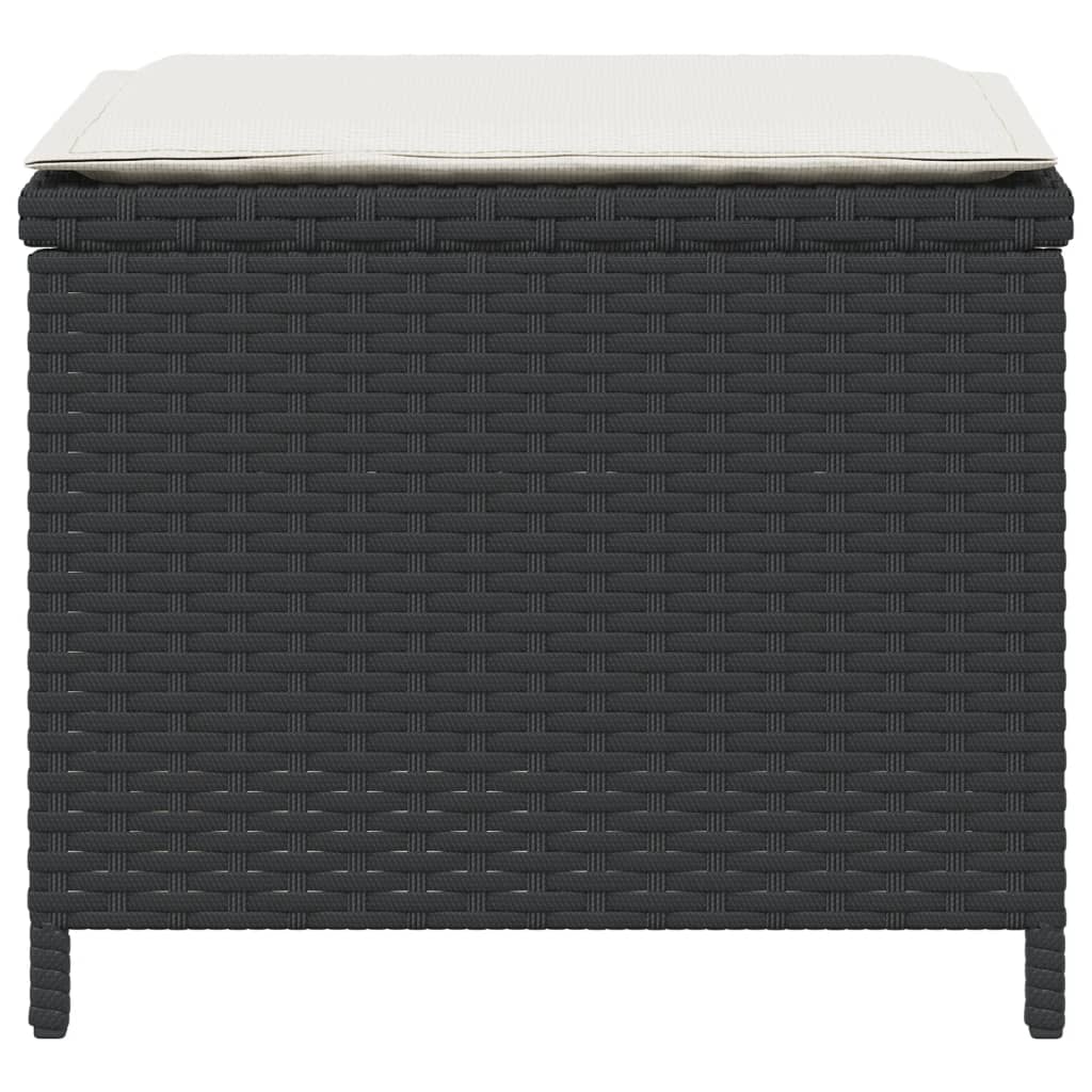 4 db fekete polyrattan kerti szék párnával 41 x 41 x 36 cm