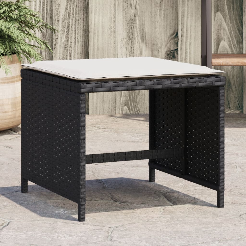 4 db fekete polyrattan kerti szék párnával 41 x 41 x 36 cm