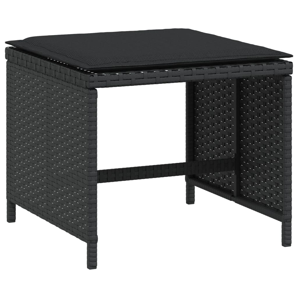 4 db fekete polyrattan kerti szék párnával 41 x 41 x 36 cm