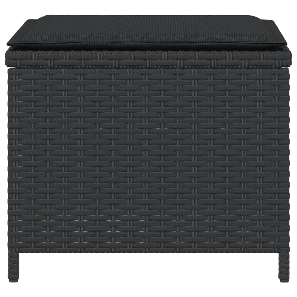 4 db fekete polyrattan kerti szék párnával 41 x 41 x 36 cm