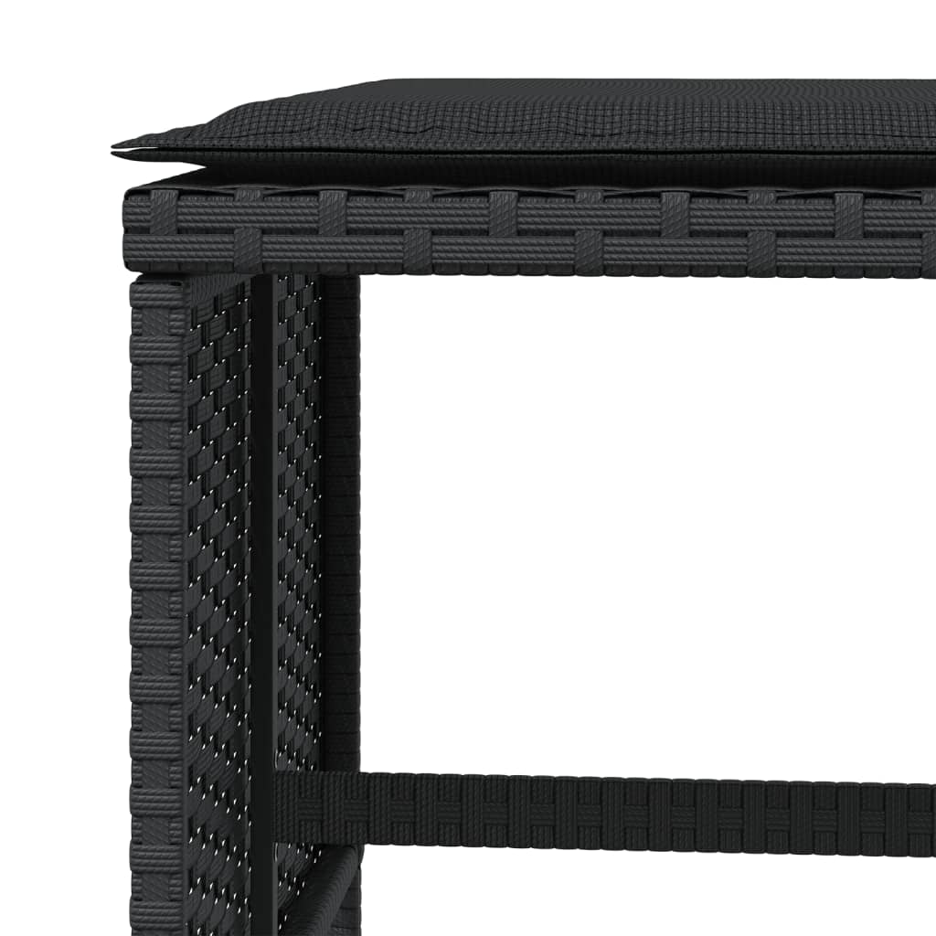4 db fekete polyrattan kerti szék párnával 41 x 41 x 36 cm