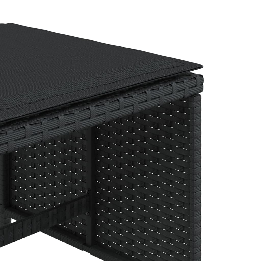 4 db fekete polyrattan kerti szék párnával 41 x 41 x 36 cm