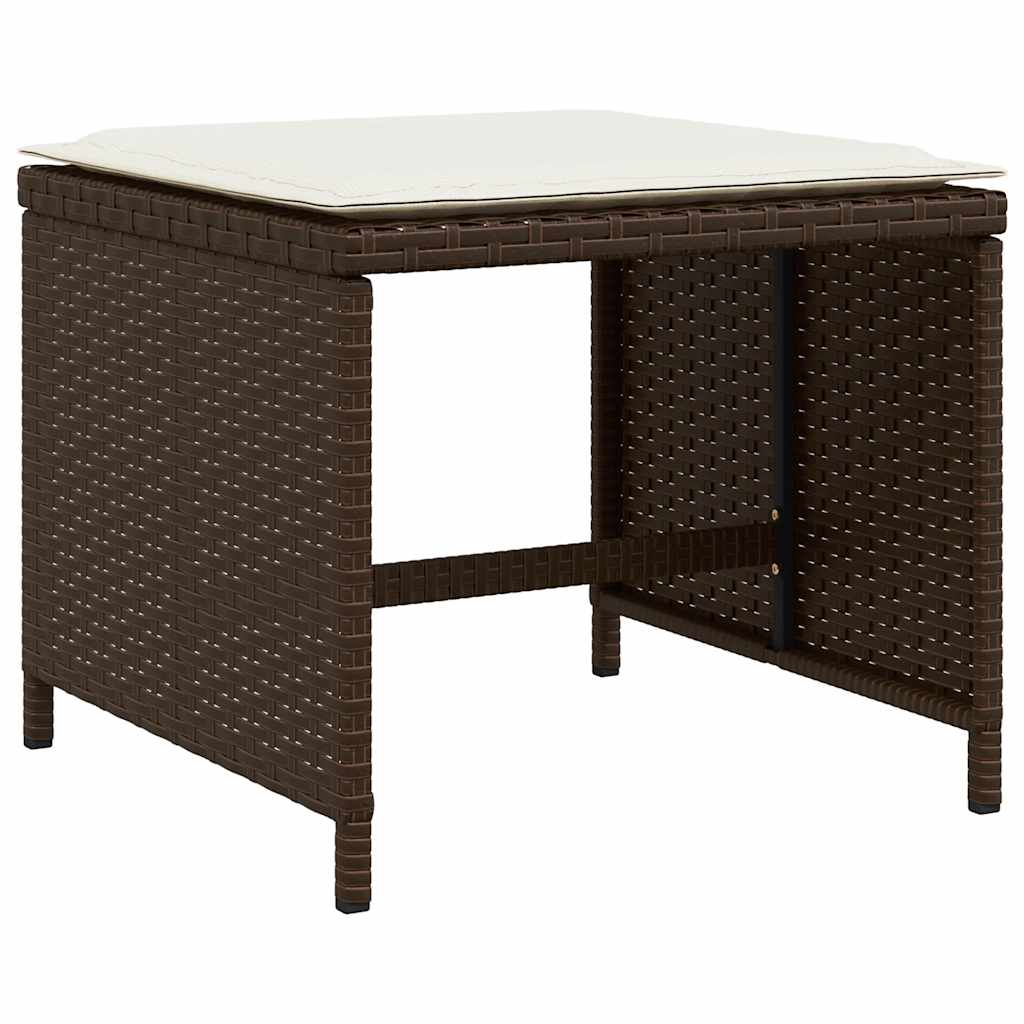 4 db barna polyrattan kerti szék párnával 41 x 41 x 36 cm