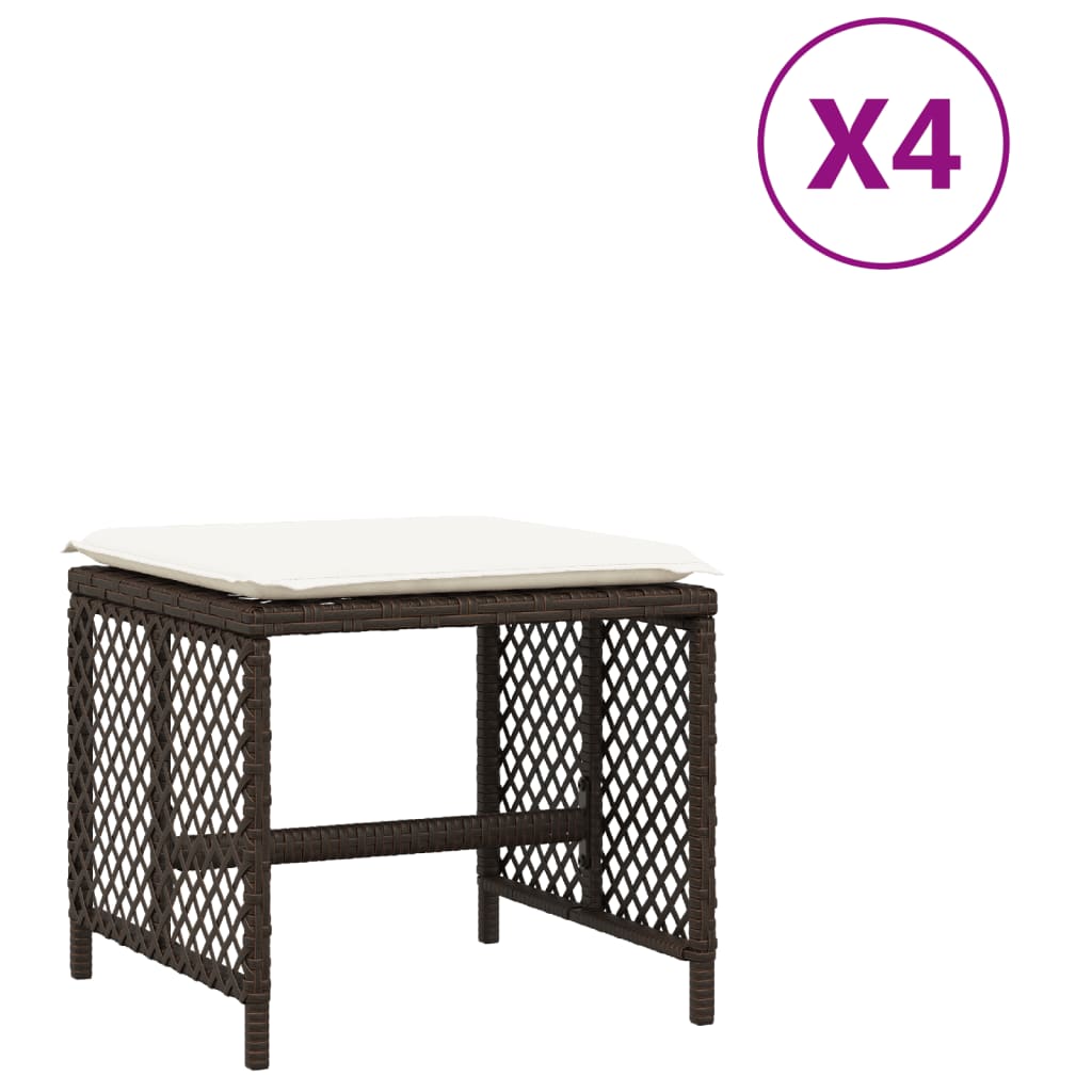 4 db barna polyrattan kerti szék párnával 41 x 41 x 36 cm