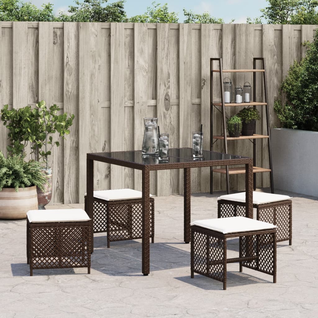 4 db barna polyrattan kerti szék párnával 41 x 41 x 36 cm