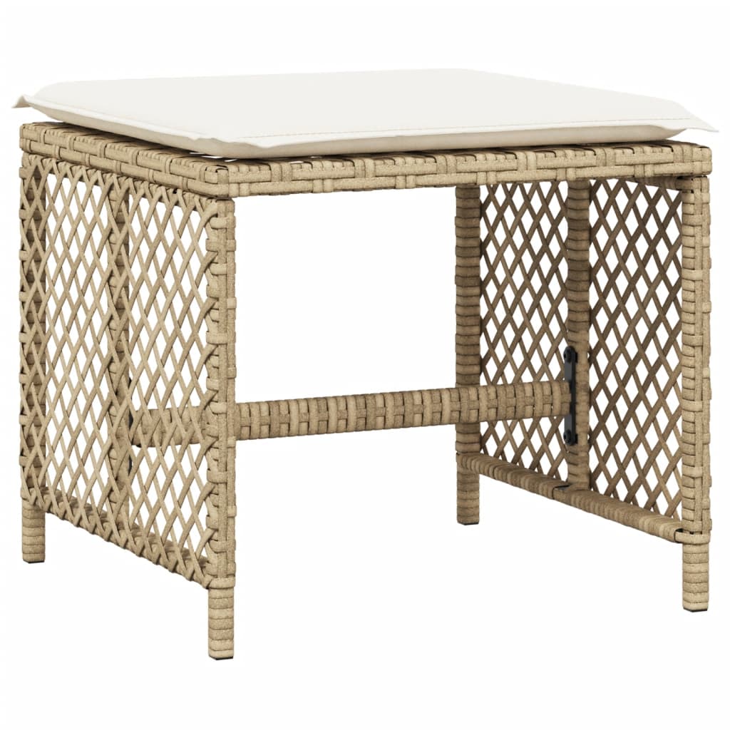 4 db bézs polyrattan kerti szék párnával 41 x 41 x 36 cm