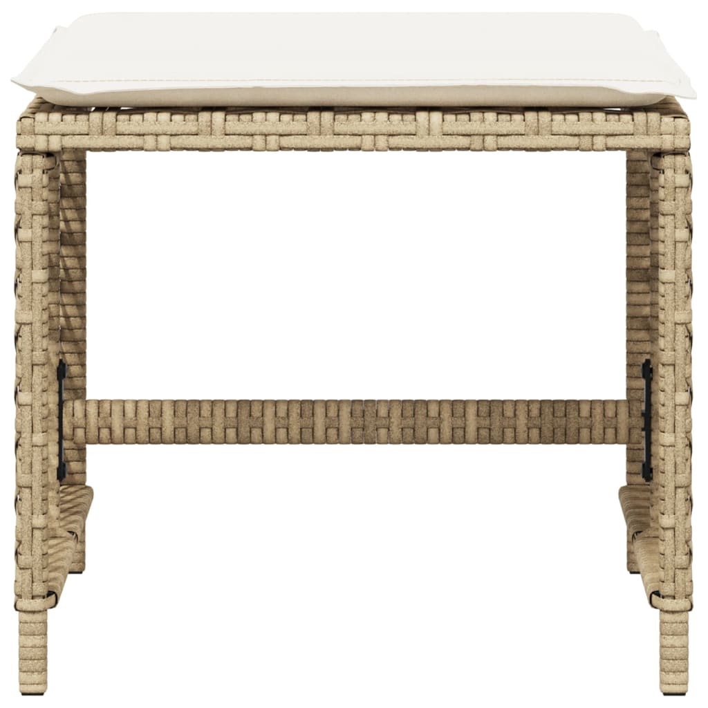 4 db bézs polyrattan kerti szék párnával 41 x 41 x 36 cm