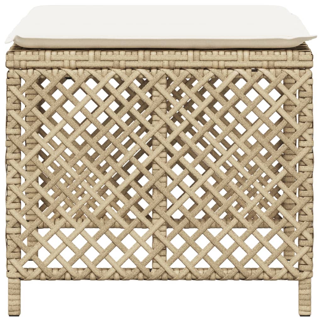 4 db bézs polyrattan kerti szék párnával 41 x 41 x 36 cm