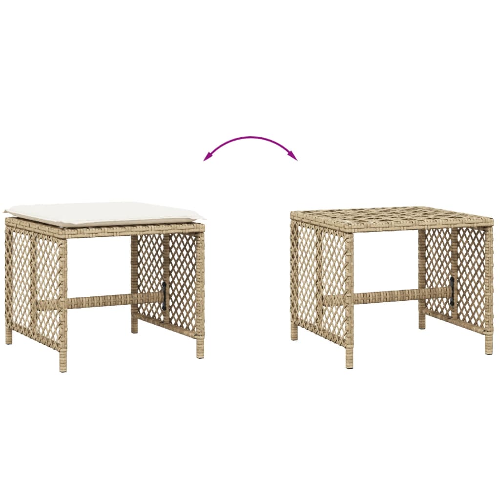 4 db bézs polyrattan kerti szék párnával 41 x 41 x 36 cm