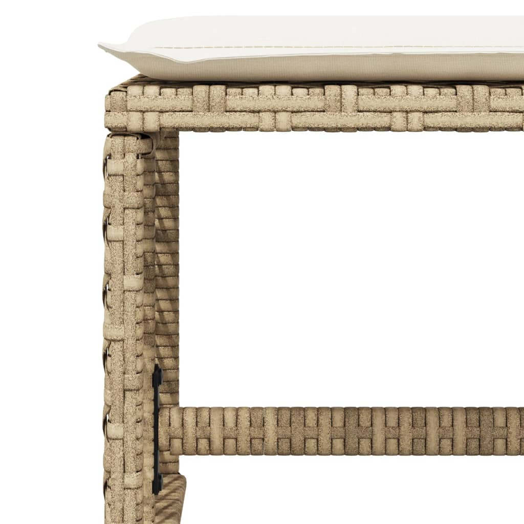 4 db bézs polyrattan kerti szék párnával 41 x 41 x 36 cm