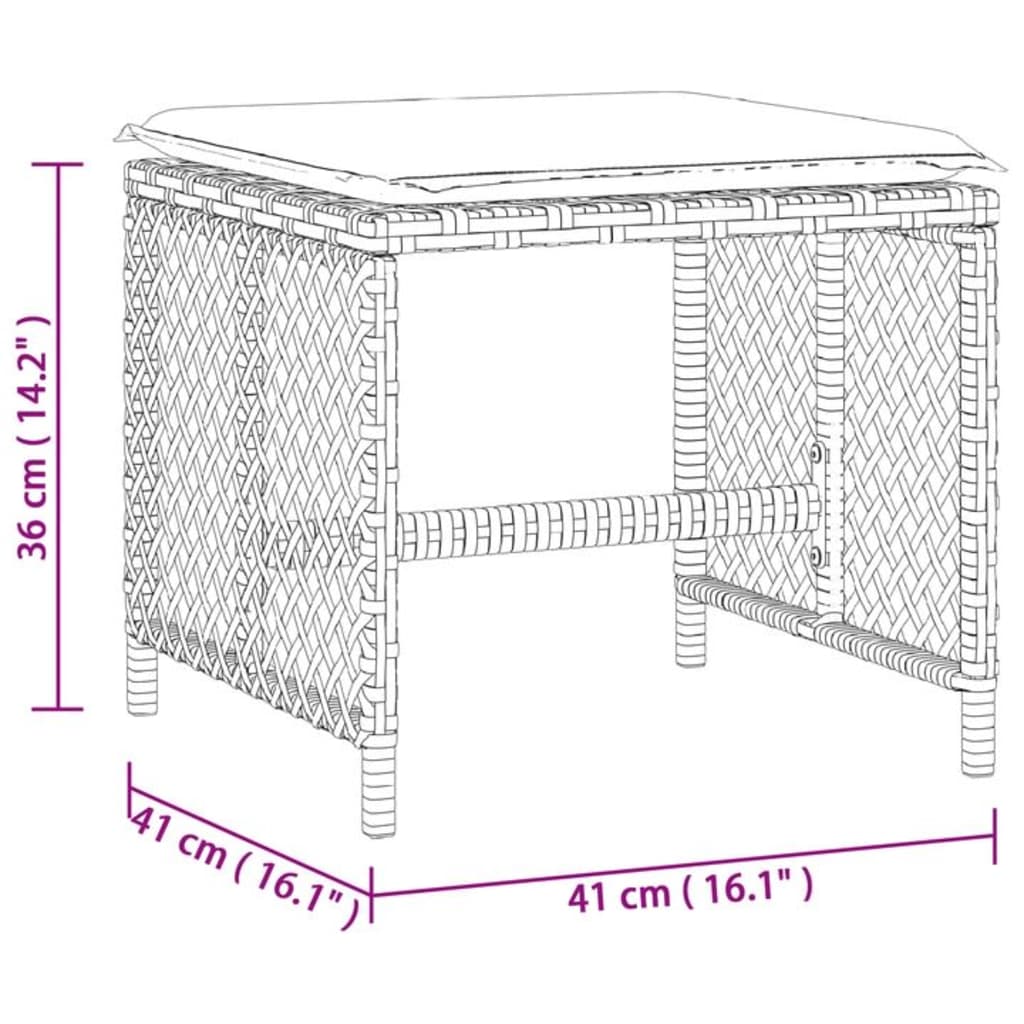 4 db bézs polyrattan kerti szék párnával 41 x 41 x 36 cm