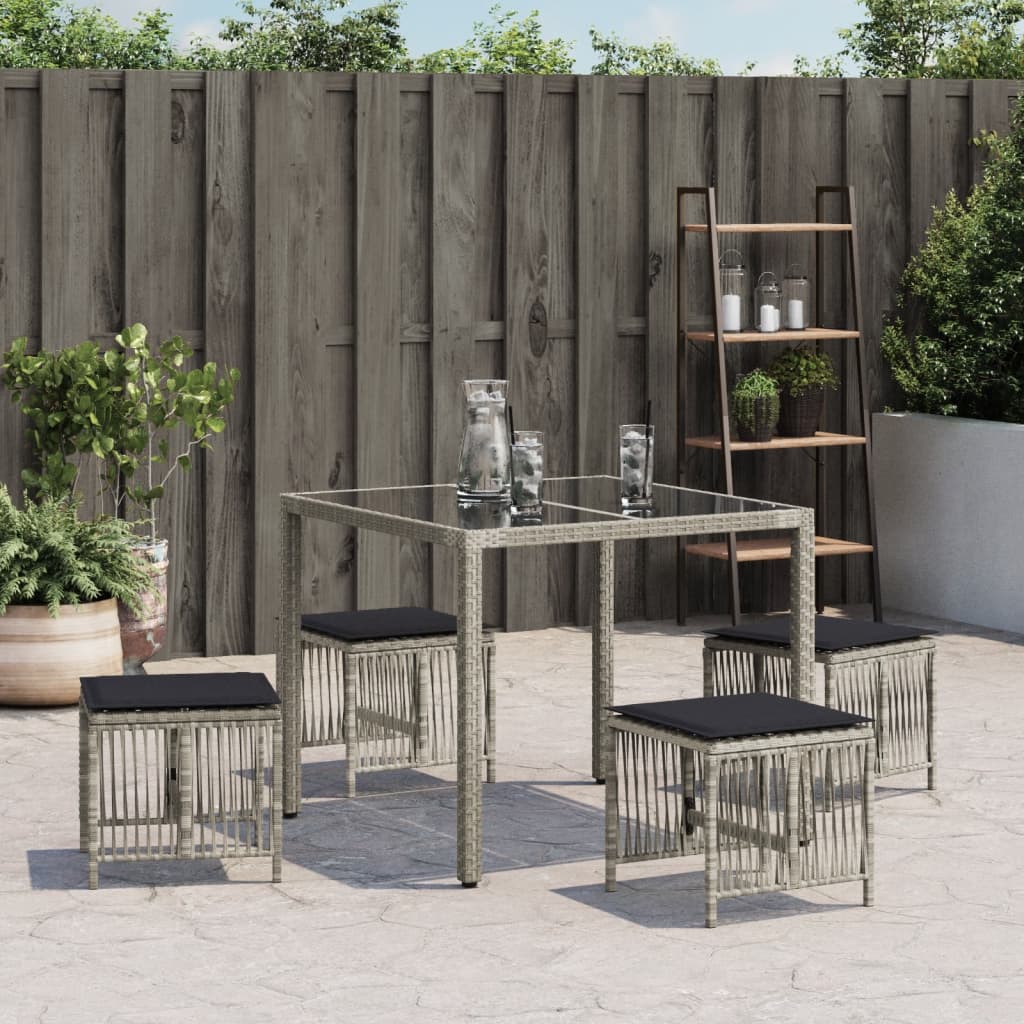 4db világosszürke polyrattan kerti szék párnával 41 x 41 x 36cm