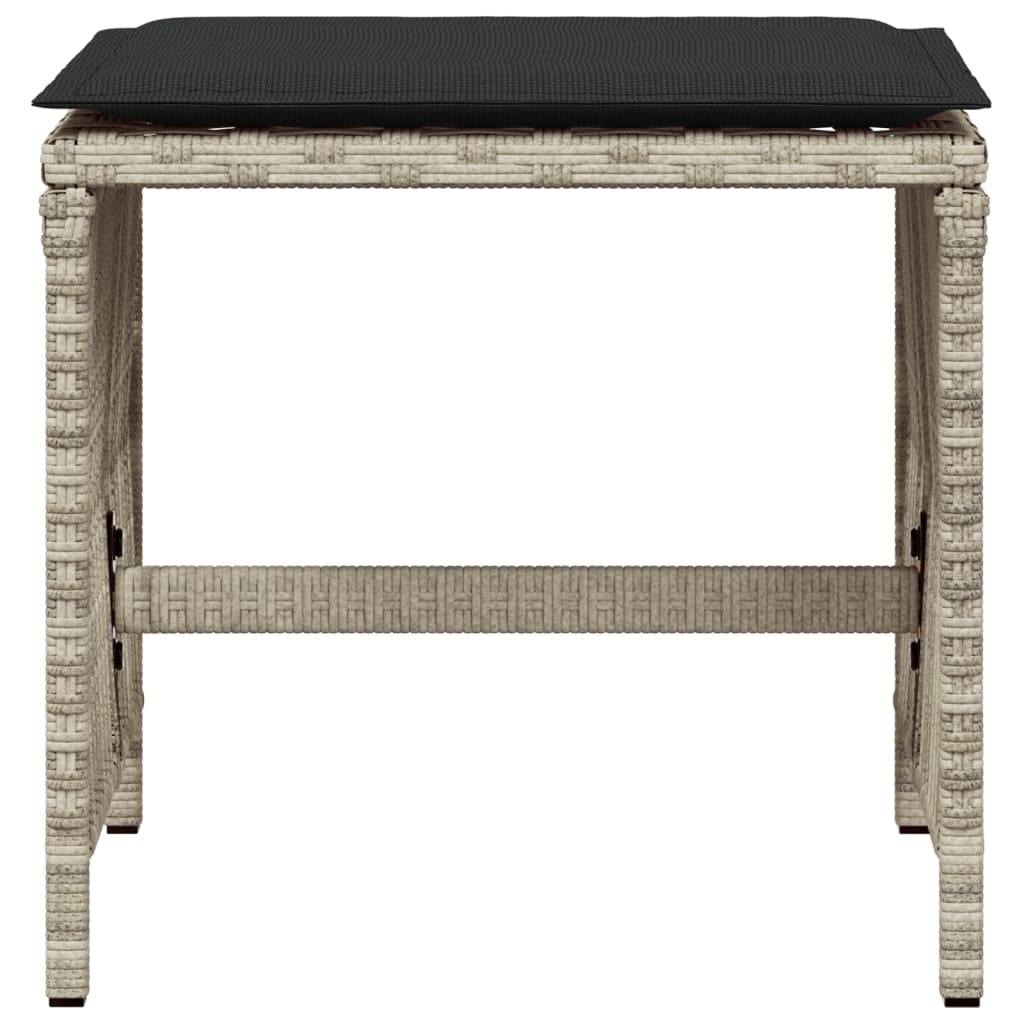 4db világosszürke polyrattan kerti szék párnával 41 x 41 x 36cm