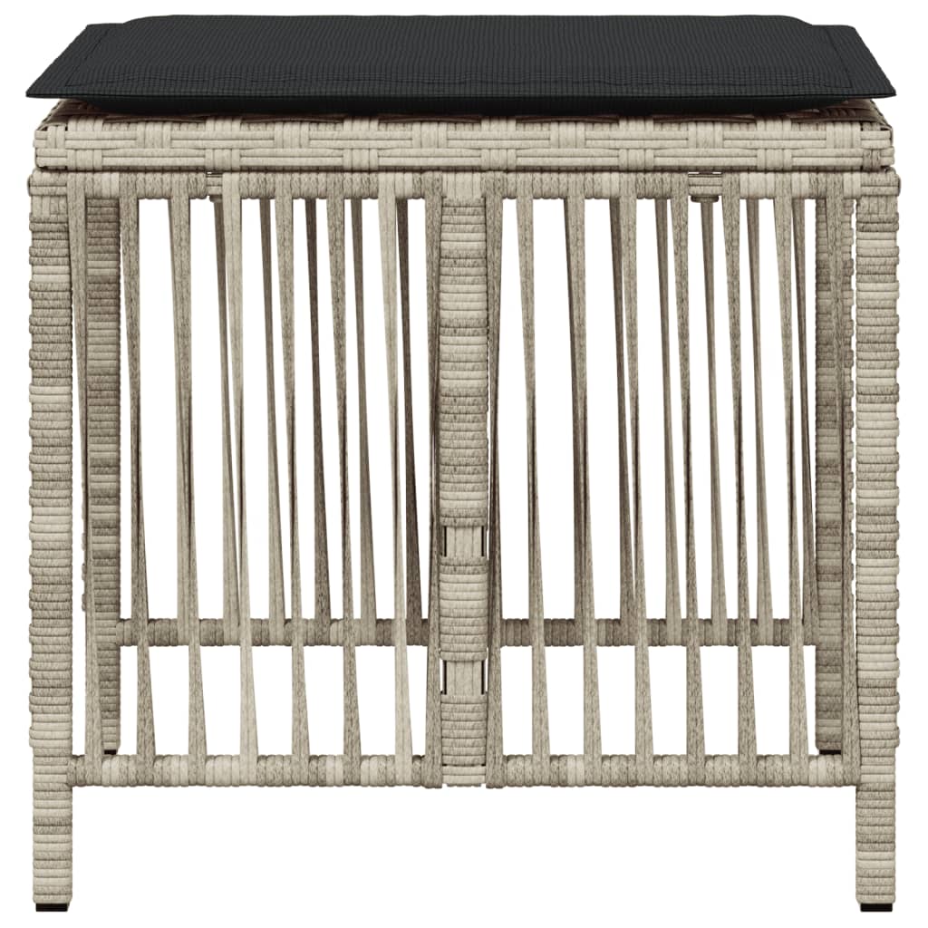 4db világosszürke polyrattan kerti szék párnával 41 x 41 x 36cm