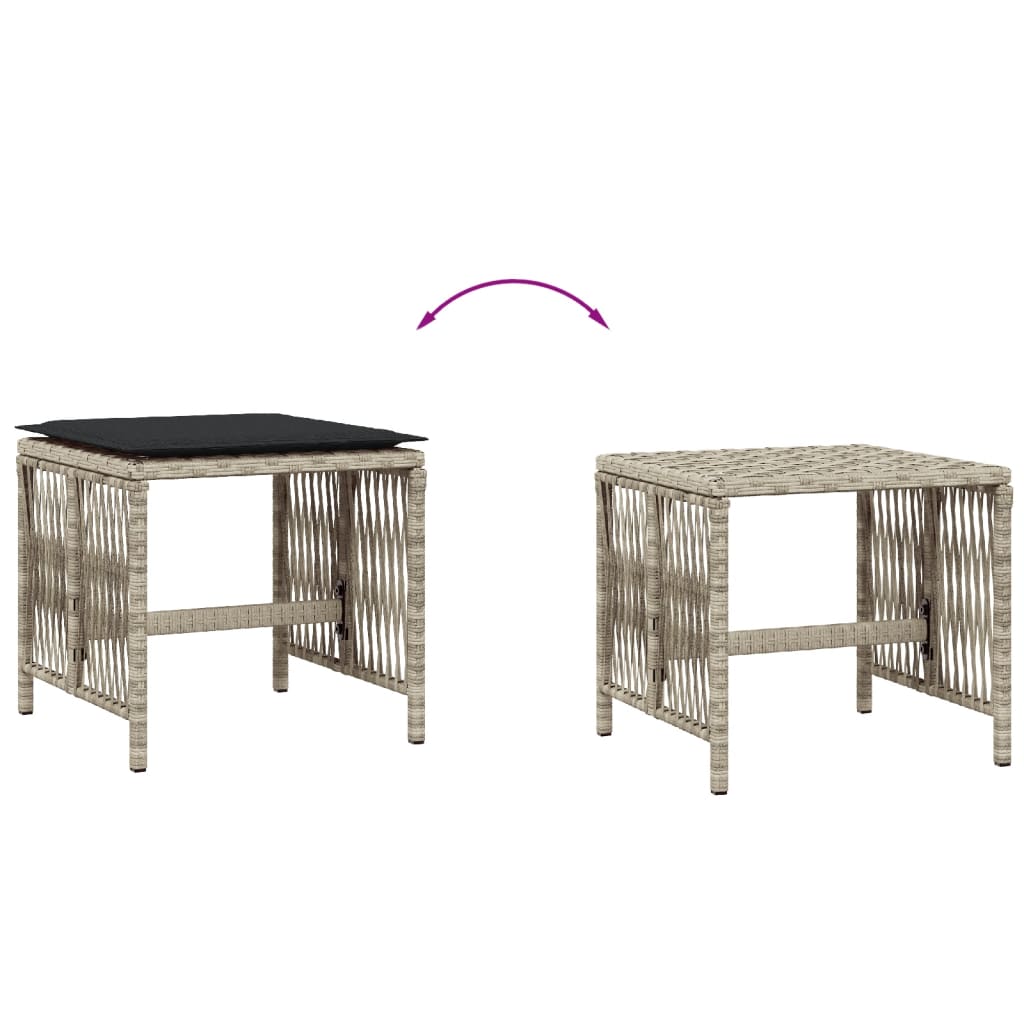 4db világosszürke polyrattan kerti szék párnával 41 x 41 x 36cm