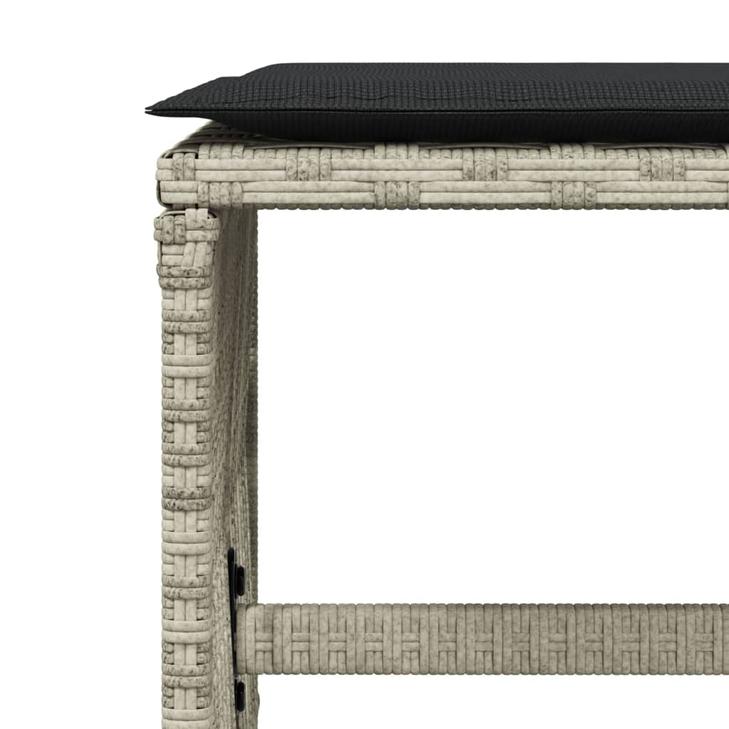 4db világosszürke polyrattan kerti szék párnával 41 x 41 x 36cm