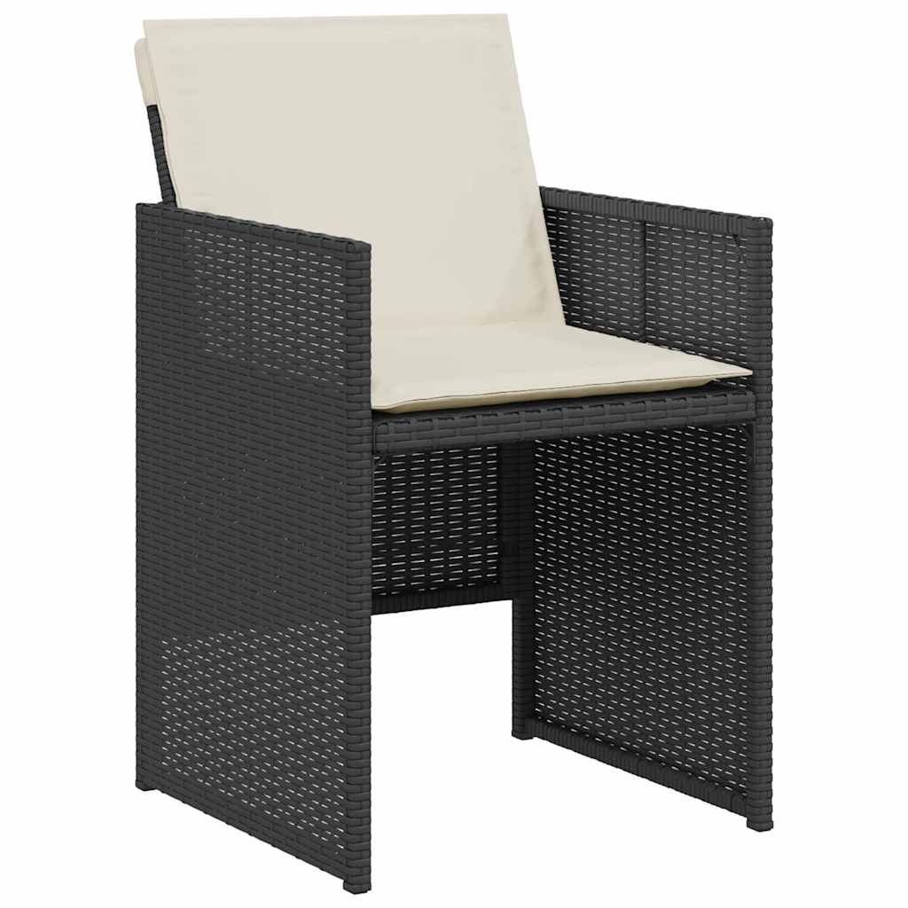 3 részes fekete polyrattan bisztrógarnitúra párnával