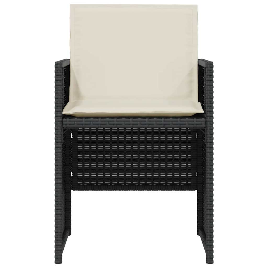 3 részes fekete polyrattan bisztrógarnitúra párnával