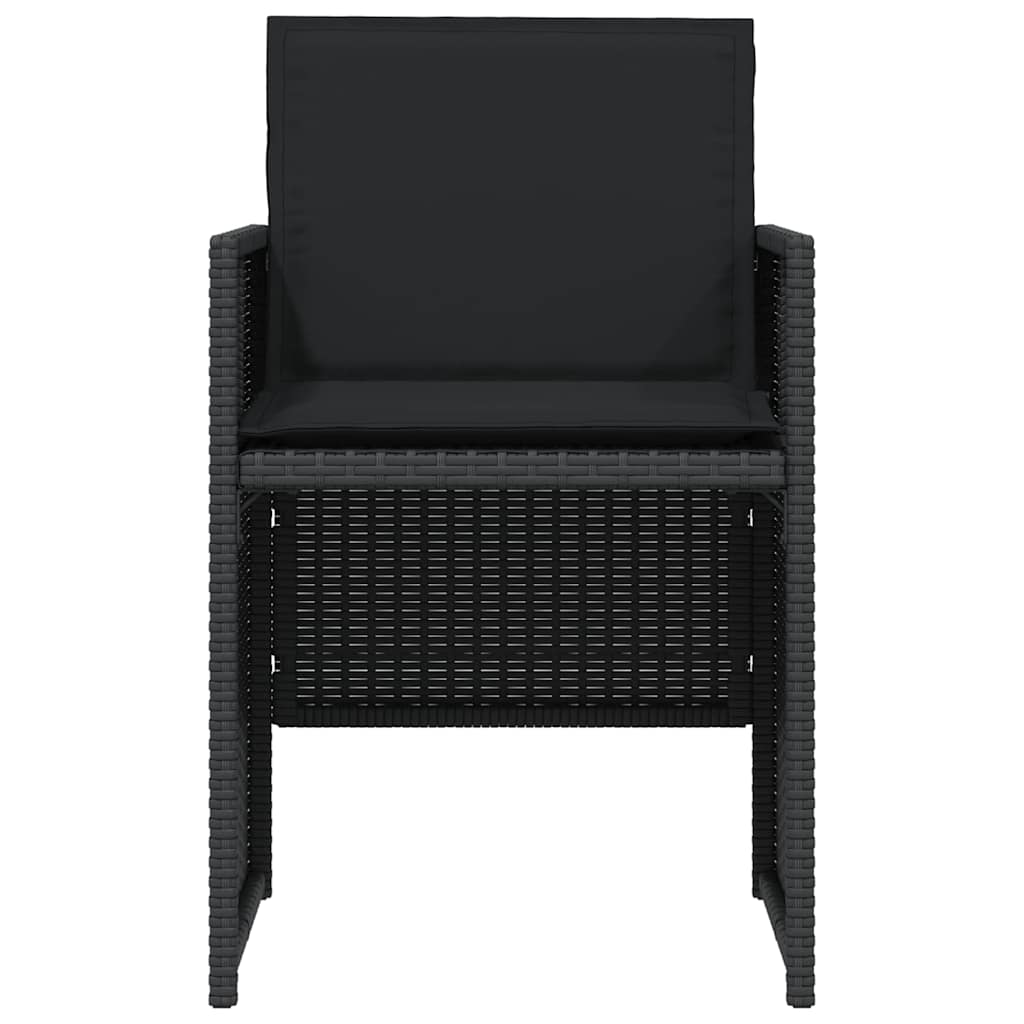 3 részes fekete polyrattan bisztrógarnitúra párnával