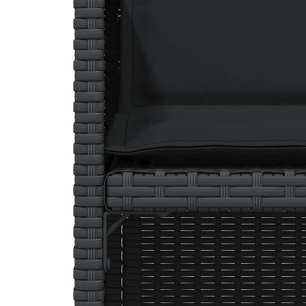 3 részes fekete polyrattan bisztrógarnitúra párnával