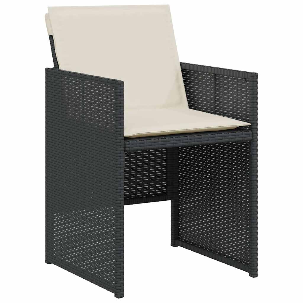 3 részes fekete polyrattan bisztrógarnitúra párnával