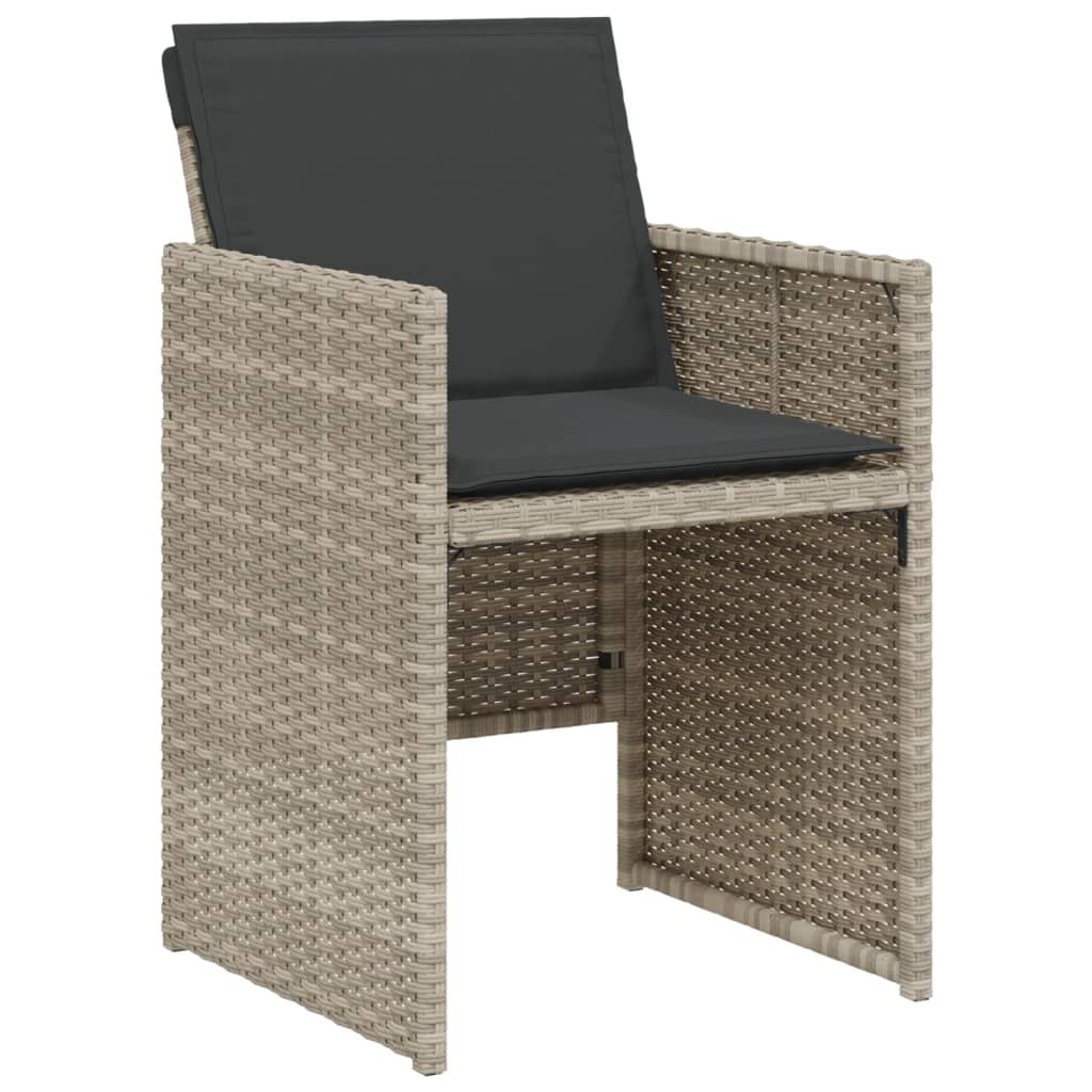 3 részes világosszürke polyrattan bisztrógarnitúra párnákkal