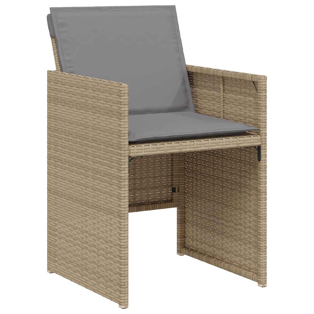 3 részes vegyes bézs polyrattan bisztrógarnitúra párnákkal
