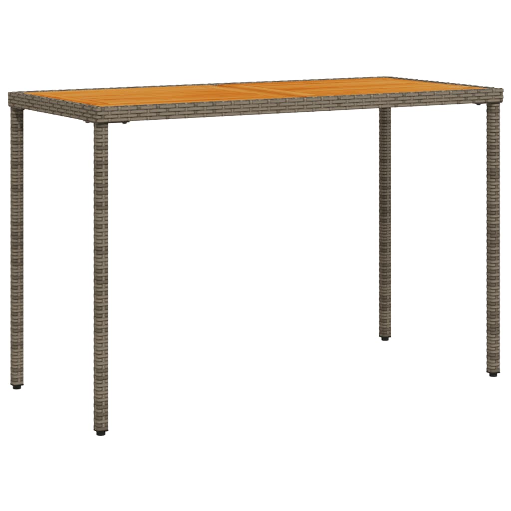 szürke polyrattan akácfa lapos kerti asztal 115x54x74 cm