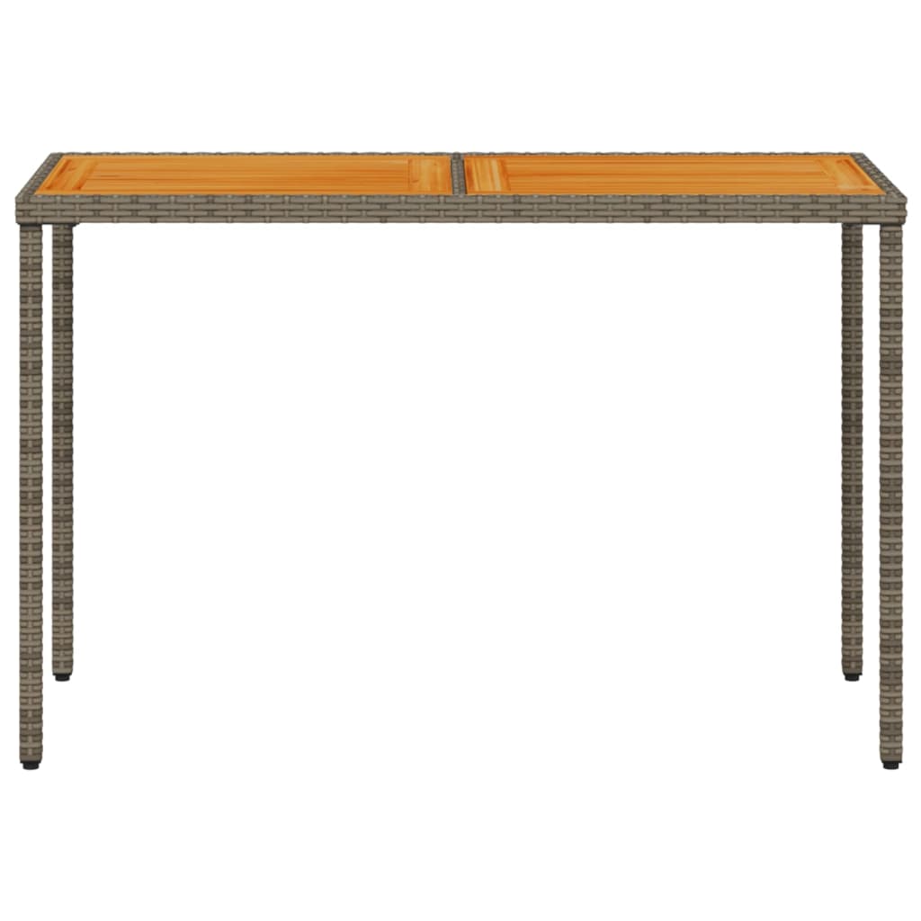 szürke polyrattan akácfa lapos kerti asztal 115x54x74 cm