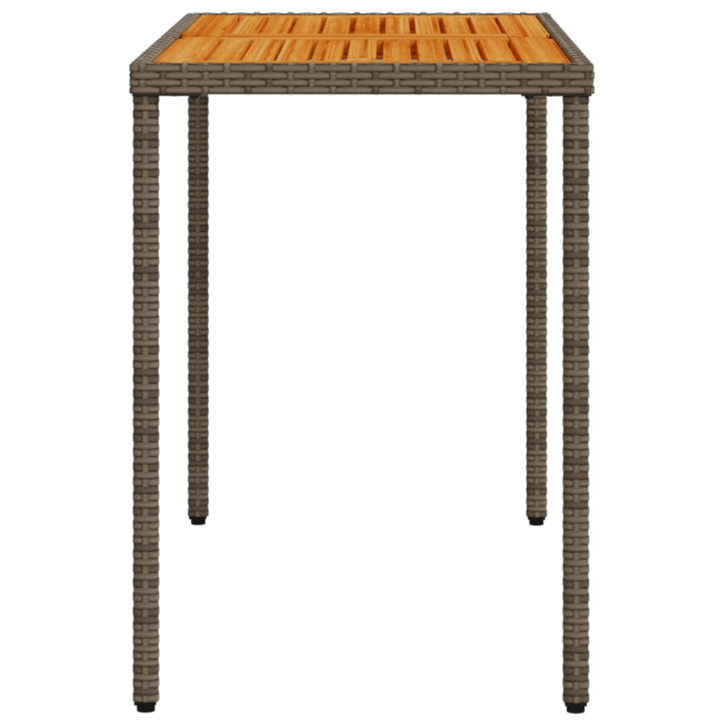 szürke polyrattan akácfa lapos kerti asztal 115x54x74 cm