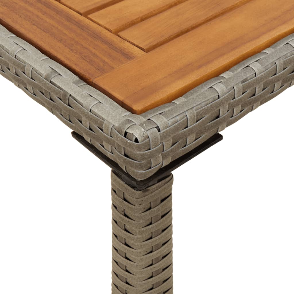 szürke polyrattan akácfa lapos kerti asztal 115x54x74 cm
