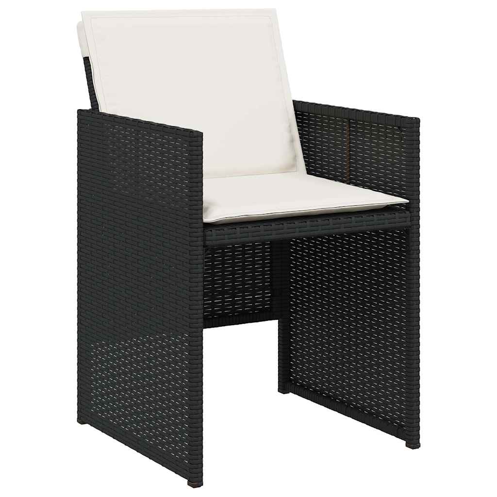 5 részes fekete polyrattan kerti étkezőgarnitúra párnákkal